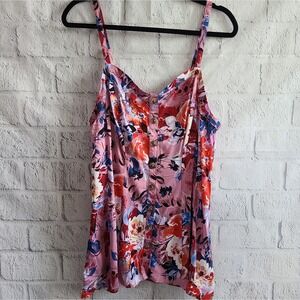 Torrid Floral Pink Challis Seamed Cami NWT Size 1X‎
